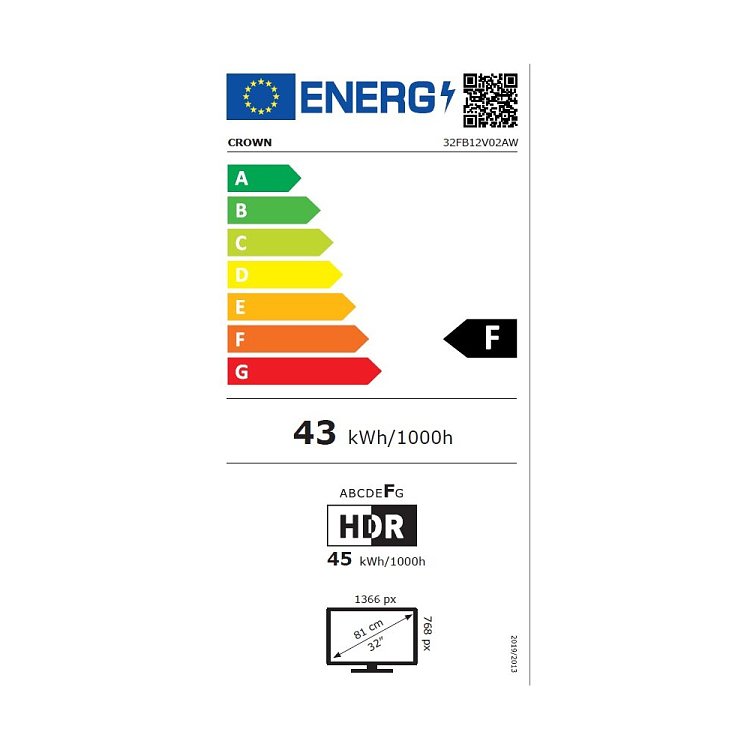 Crown 32FB12V02AW Smart Τηλεόραση 32" HD Ready