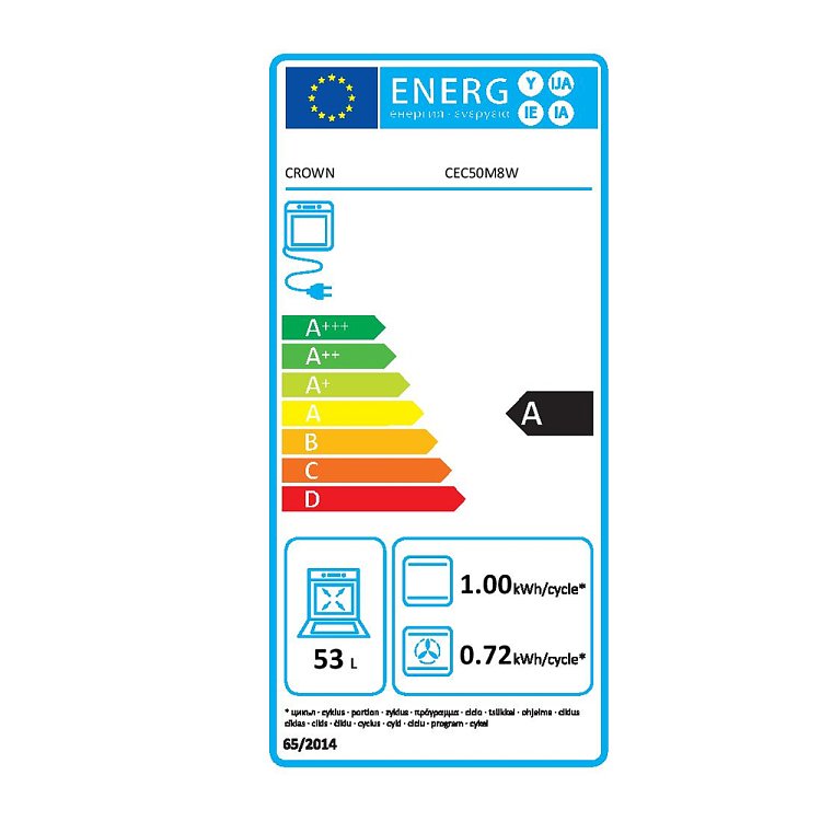 Crown CEC50M8W Κεραμική Κουζίνα 50cm Λευκό