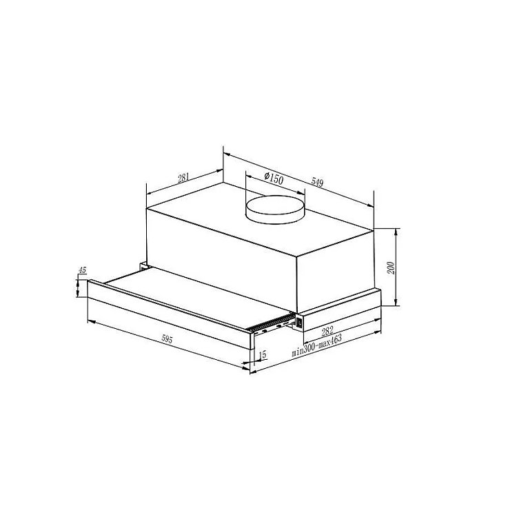 Crown CT6040BK Απορροφητήρας Συρόμενος 60cm Μαύρο