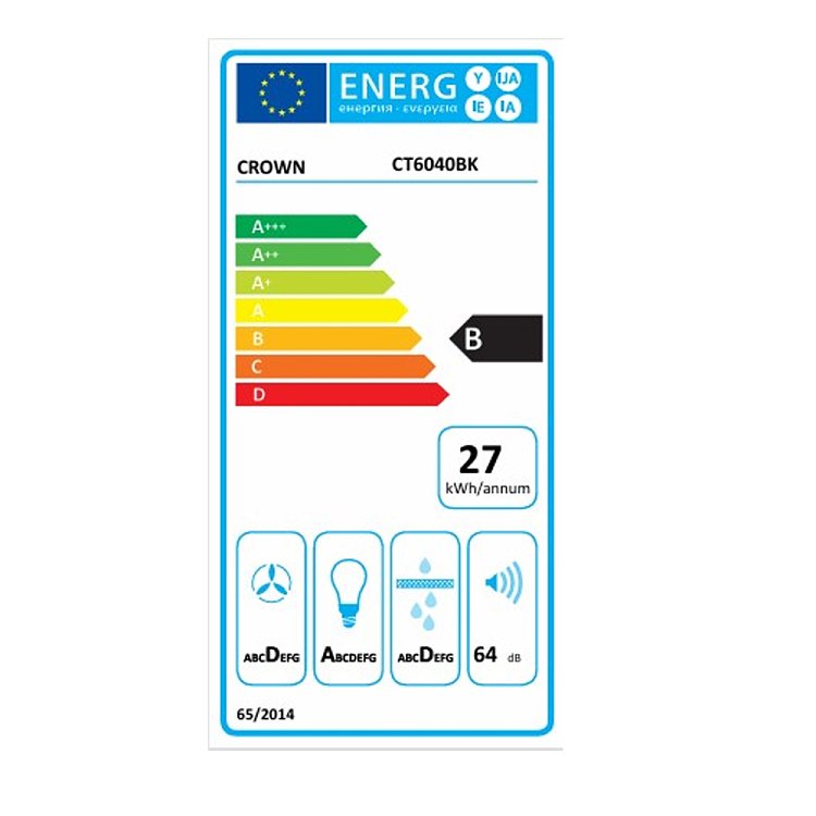 Crown CT6040BK Απορροφητήρας Συρόμενος 60cm Μαύρο