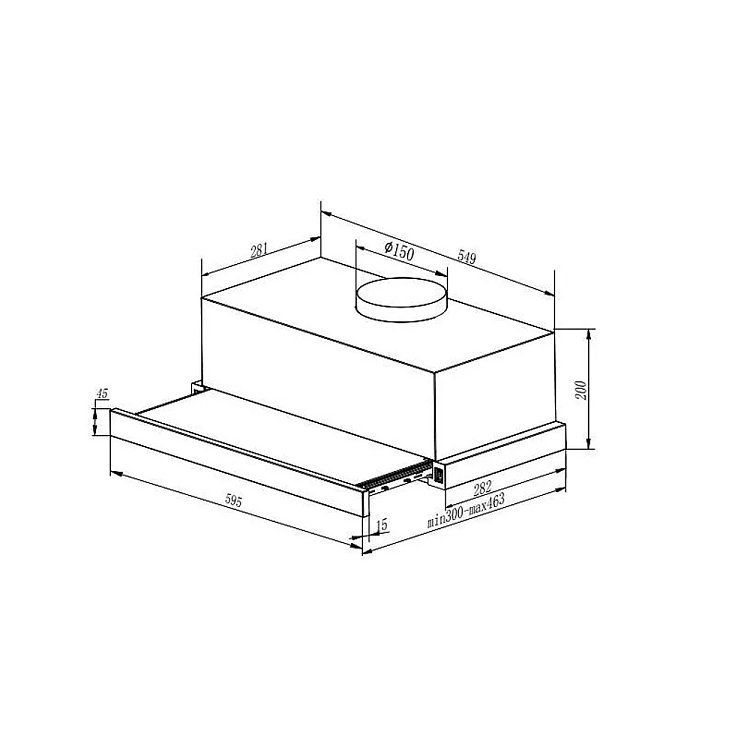 Crown CT6040IX Απορροφητήρας Συρόμενος 60cm Inox