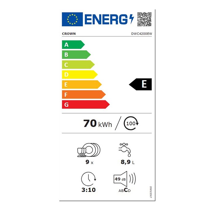 Crown DWC4200EW Πλυντήριο Πιάτων Λευκό 45cm