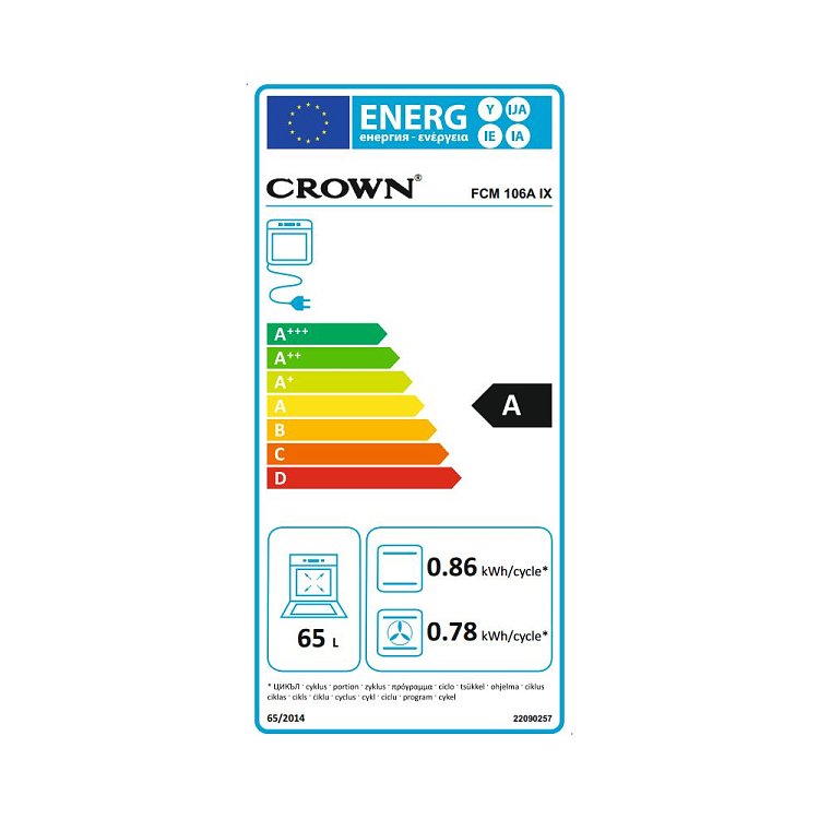 Crown FCM 106AIX Φούρνος άνω Πάγκου 65lt Inox