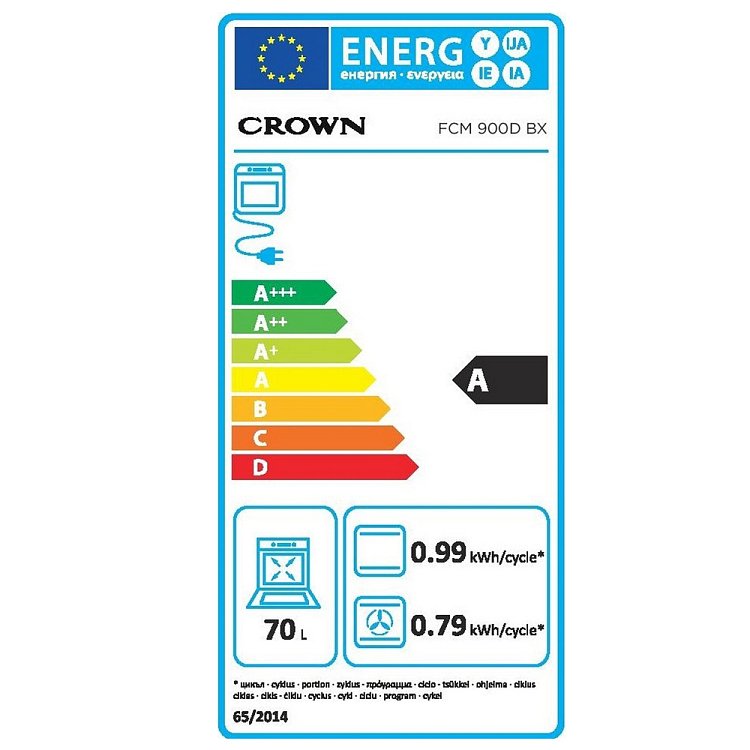 Crown FCM 900DBX Φούρνος άνω Πάγκου 70lt Μαύρος