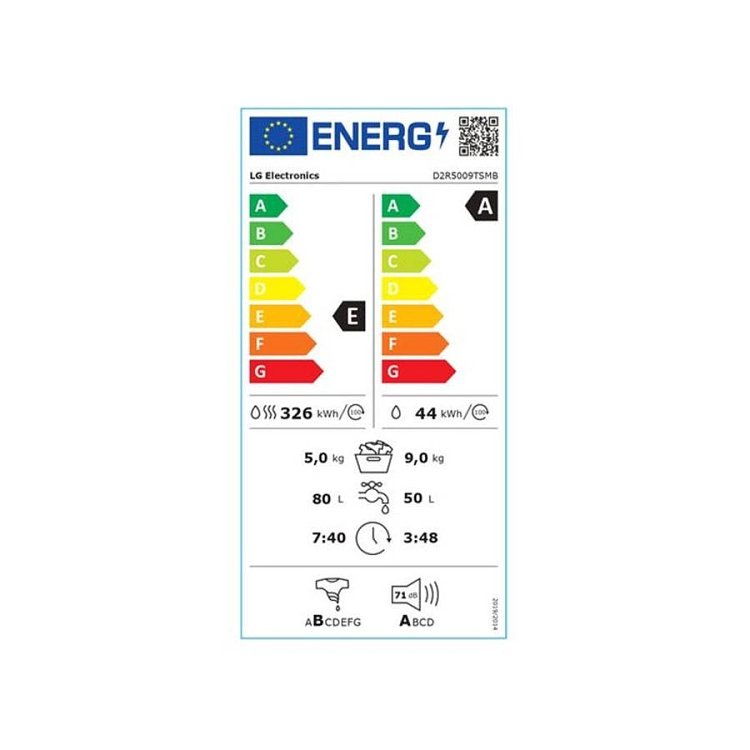 LG D2R5009TSMB Πλυντήριο Στεγνωτήριο Μαύρο 9/5kg