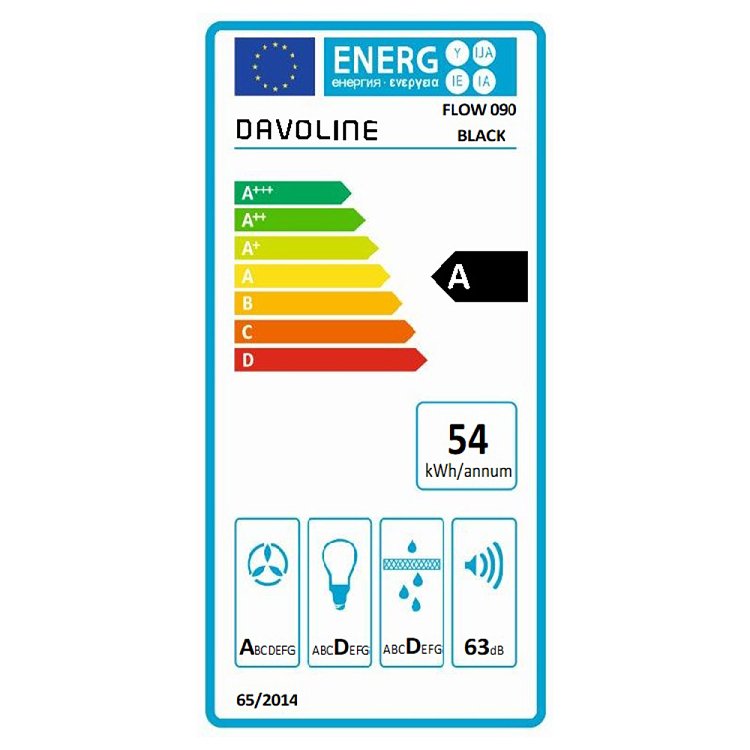 DAVOLINE FLOW 090 BLACK Απορροφητήρας Νησίδα 90cm Μαύρο 801003463
