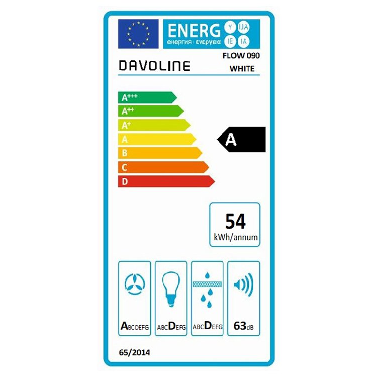 DAVOLINE FLOW Απορροφητήρας Νησίδας 90cm Λευκό 801003462