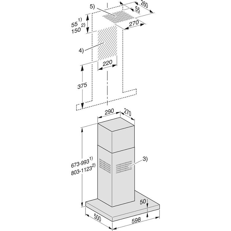 MIELE DAW 1620 Απορροφητήρας Καμινάδα 60cm Inox