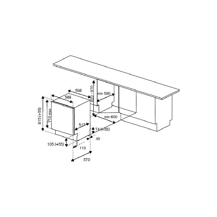BERTAZZONI DW60 E PR/21 Εντοιχιζόμενο Πλυντήριο Πιάτων 60cm