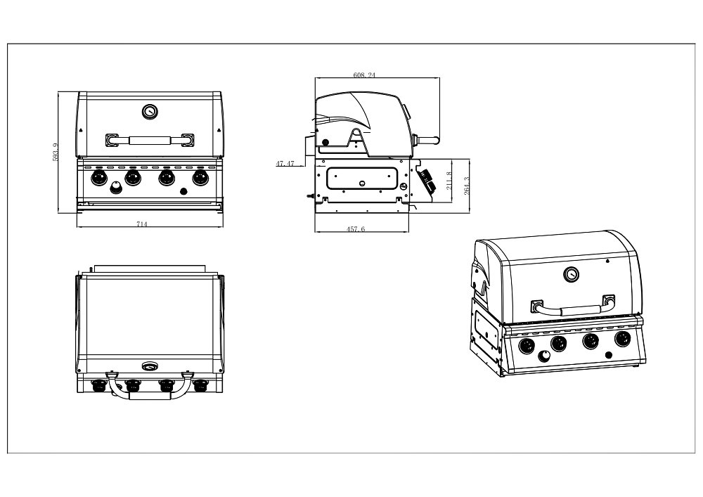 THERMOGATZ SEMI-PROF TGH-BI-M61 BBQ Υγραερίου 4+1 17,5kW 03.313.421