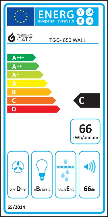 THERMOGATZ TGC 650 WALL Απορροφητήρας Καμινάδα 60cm Μαύρο 04.400.225