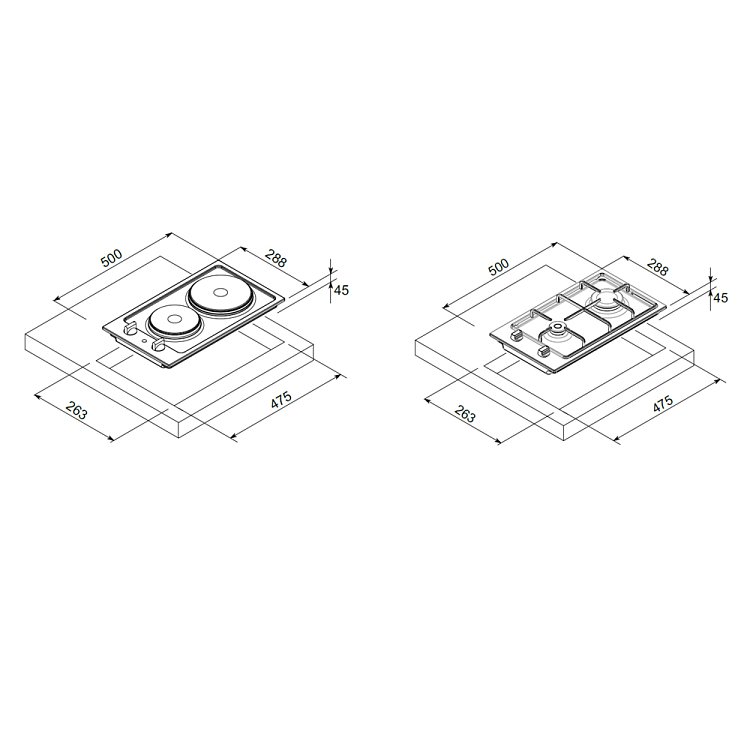 Mondin F3292VNGCNL GPL Εστία Domino Υγραερίου 30cm Μαύρο Ματ