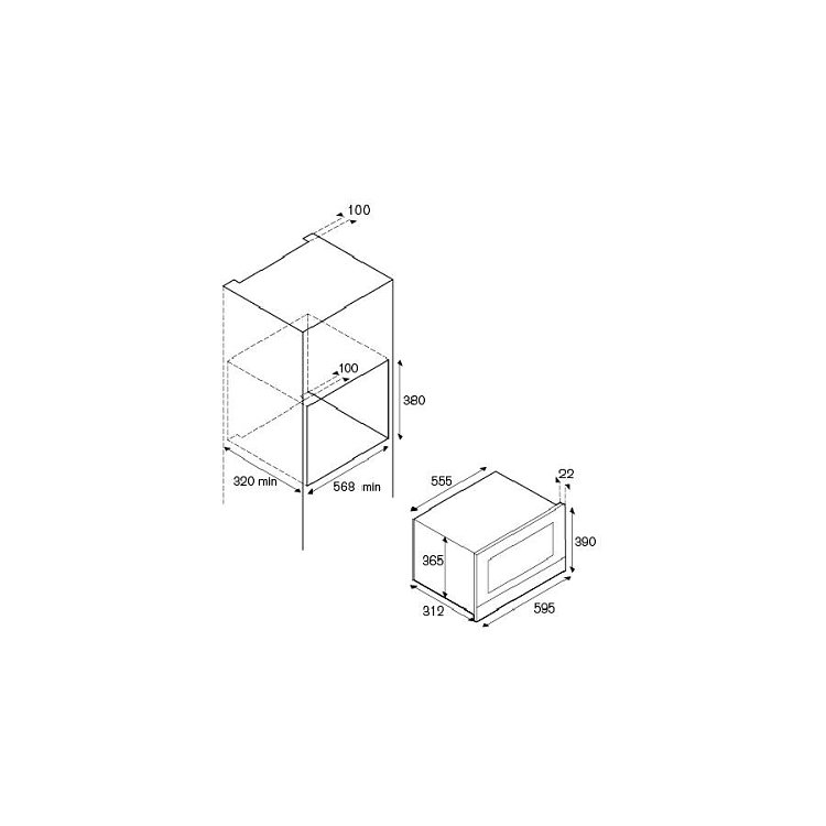 BERTAZZONI F38 3 MOD MW S X Εντοιχιζόμενος Φούρνος Μικροκυμάτων 22lt Inox