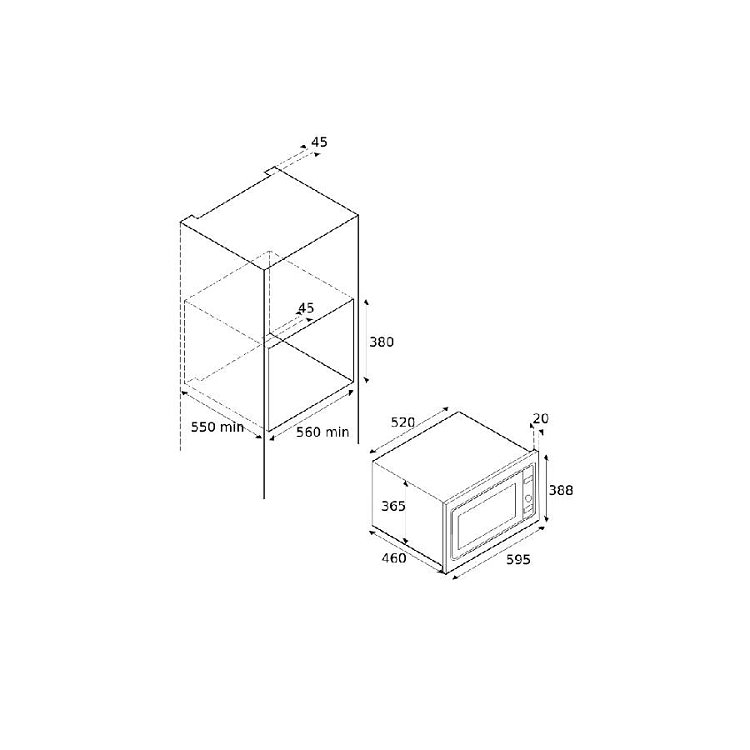 BERTAZZONI F45 7 PRO MW S X Εντοιχιζόμενος Φούρνος Μικροκυμάτων 25lt Inox