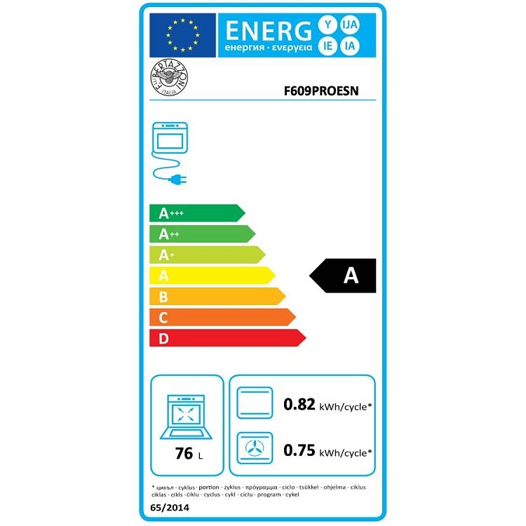 BERTAZZONI F60 9 PRO E S N Φούρνος Άνω-Κάτω Πάγκου 80lt Μαύρο