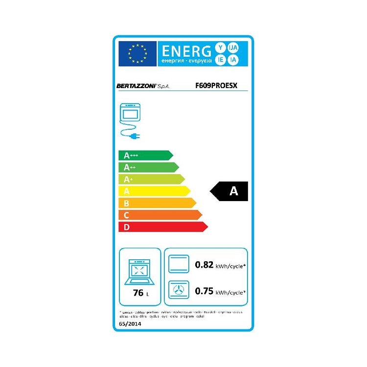 BERTAZZONI F60 9 PRO E S X Φούρνος άνω Πάγκου 76lt Inox