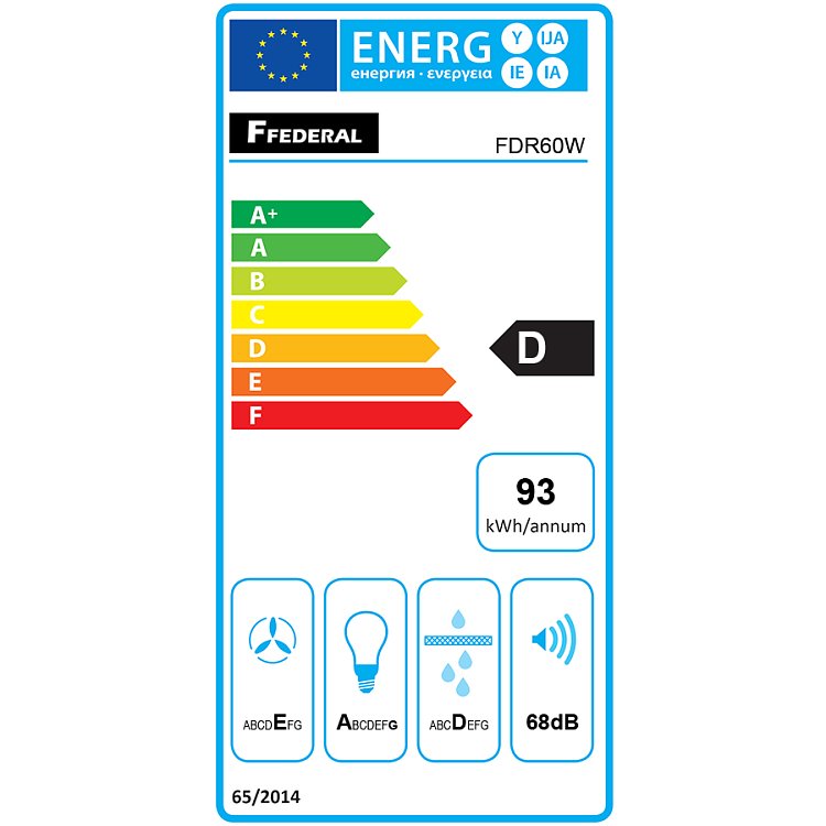 FEDERAL FDR60W Απορροφητήρας Ελεύθερος 60cm Λευκό 2 Μοτέρ