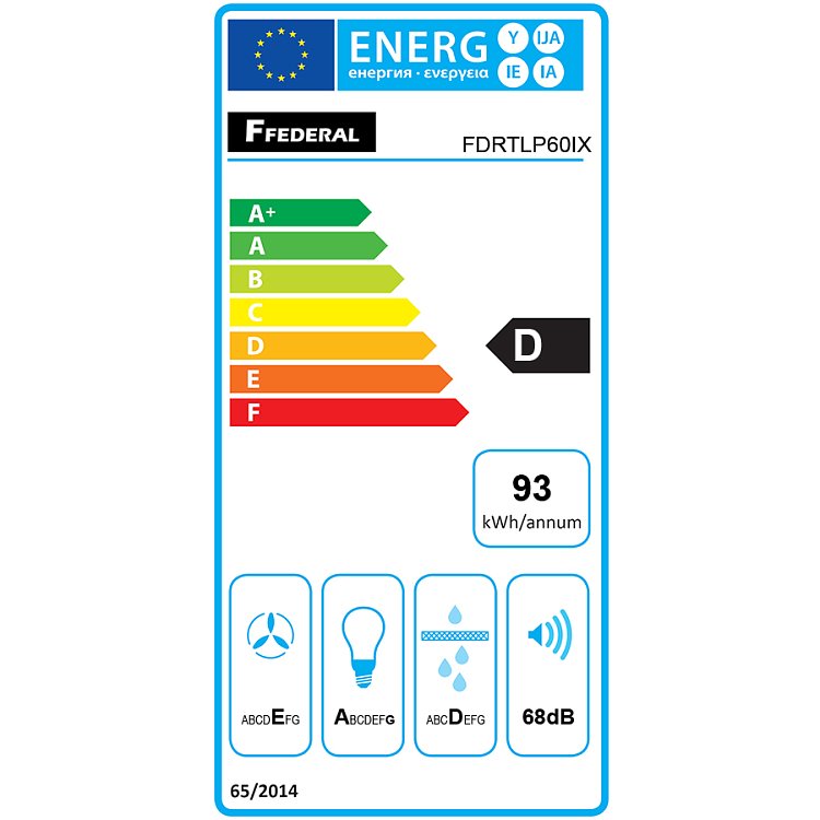 FEDERAL FDRTLP60IX Απορροφητήρας Συρόμενος 60cm Inox