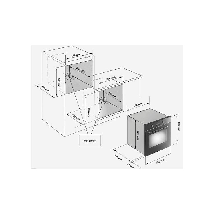 MONDIN FM61SE09DX Φούρνος Άνω-Κάτω Πάγκου 73lt Inox