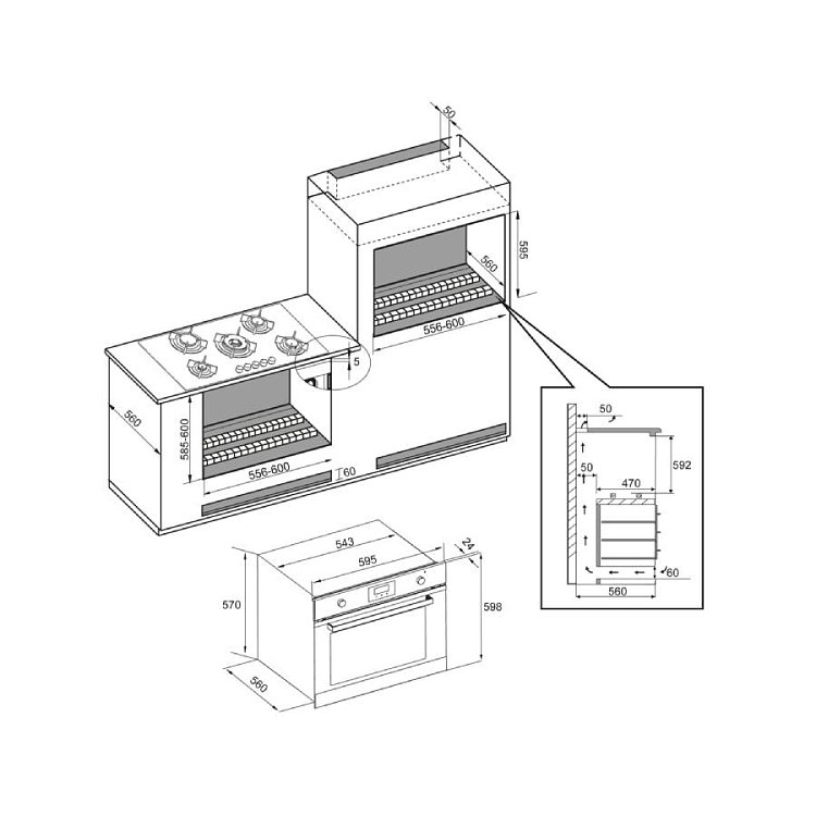 MONDIN FM61SG03M2XS LPG Φούρνος Υγραερίου Άνω-Κάτω Πάγκου 64lt Inox