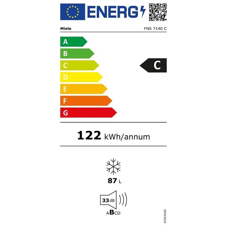 MIELE FNS 7140 C Εντοιχιζόμενος Κατακόρυφος Καταψύκτης 87.2x55.9x54.6