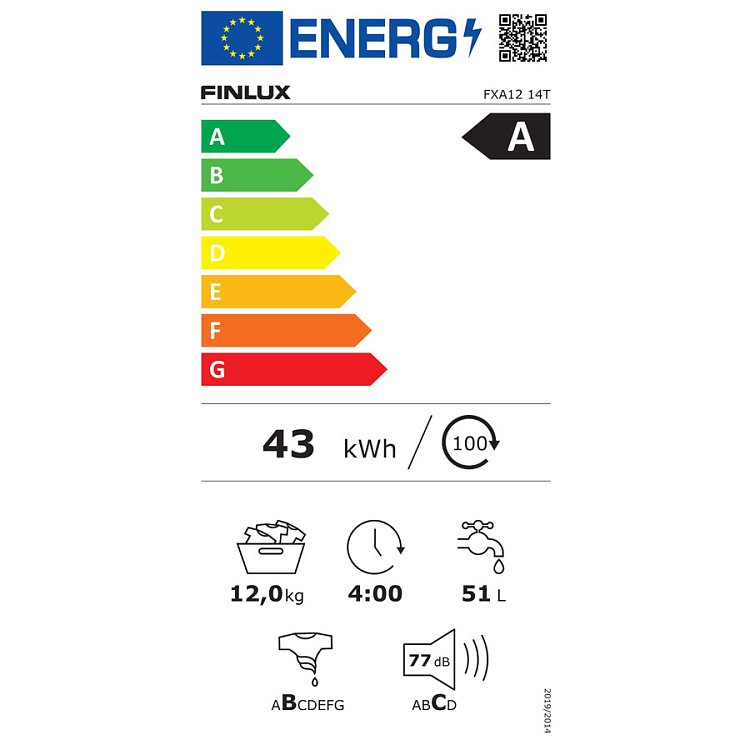 Finlux FXA12 14T Πλυντήριο Ρούχων Λευκό 12kg