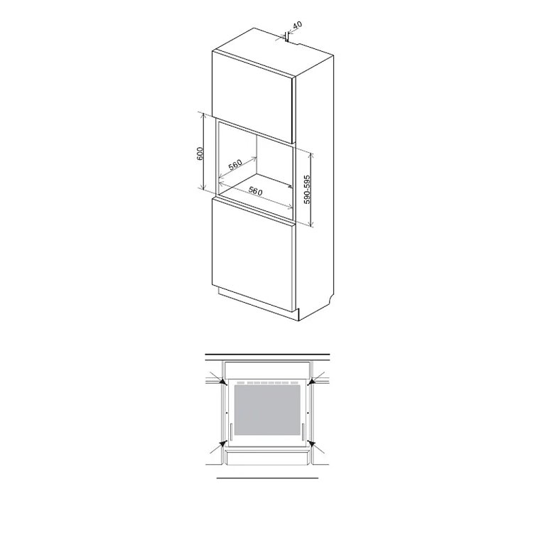 Finlux FX 530ABX Φούρνος Άνω-Κάτω Πάγκου 60lt Μαύρος