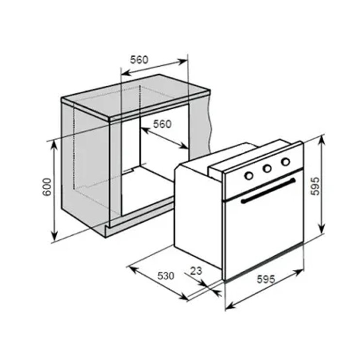 Finlux FX 530ABX Φούρνος Άνω-Κάτω Πάγκου 60lt Μαύρος