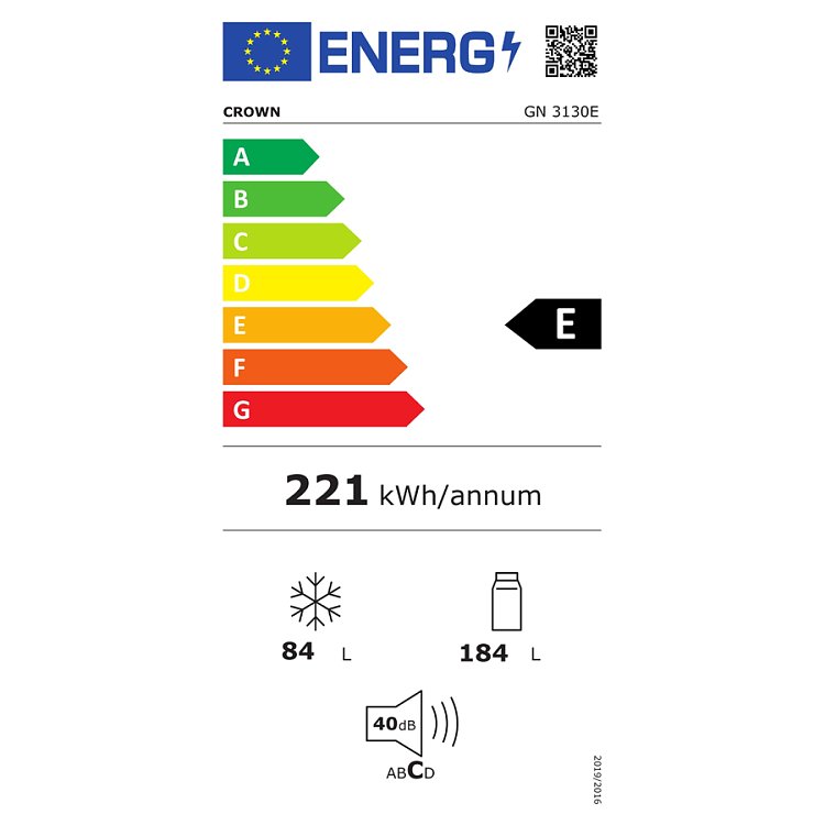 Crown GN 3130E Ψυγειοκαταψύκτης Λευκός 170x54x59.5