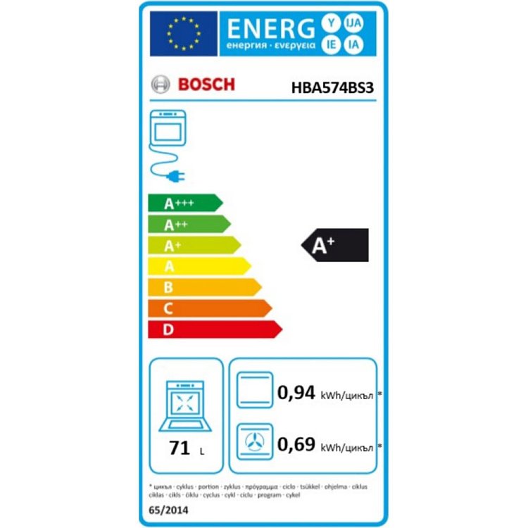 Bosch HBA574BS3 Φούρνος άνω Πάγκου 71lt Inox
