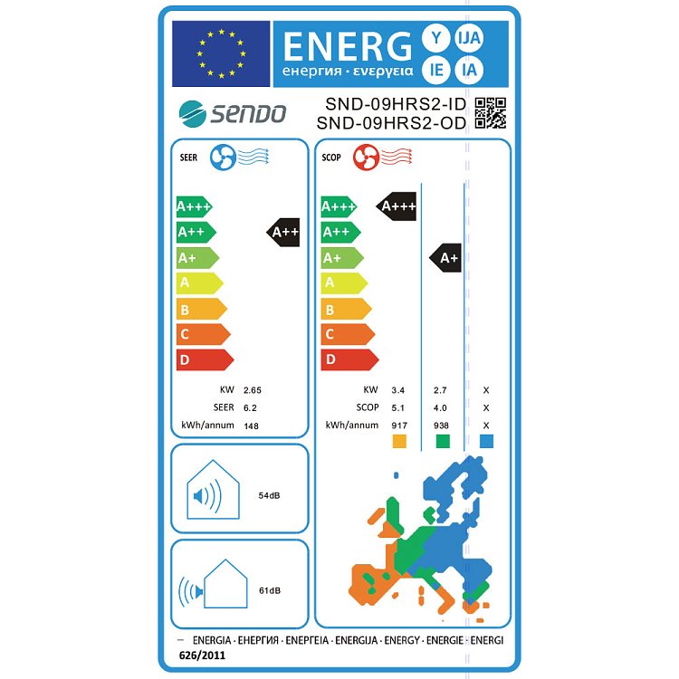 Sendo HERMES SND - 09/HRS2 Κλιματιστικό Inverter 9000 BTU
