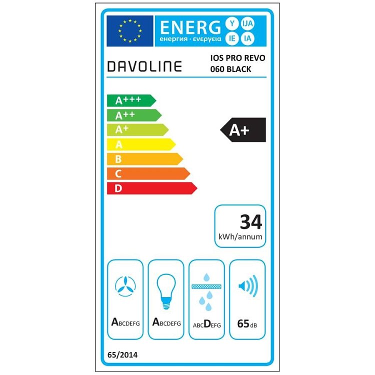 DAVOLINE IOS PRO REVO 060 BLACK Απορροφητήρας Συρόμενος 60cm 801012141