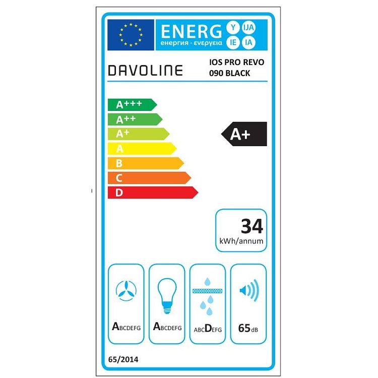 DAVOLINE IOS PRO REVO 090 Απορροφητήρας Συρόμενος 90cm Μαύρο 801012143