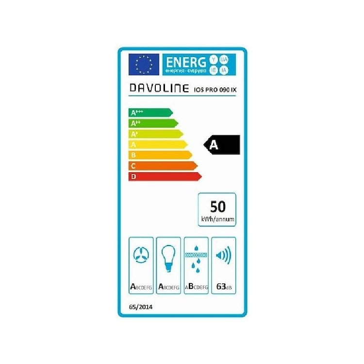 DAVOLINE IOS PRO REVO 090 IX Απορροφητήρας Συρόμενος 90cm Inox 801012142