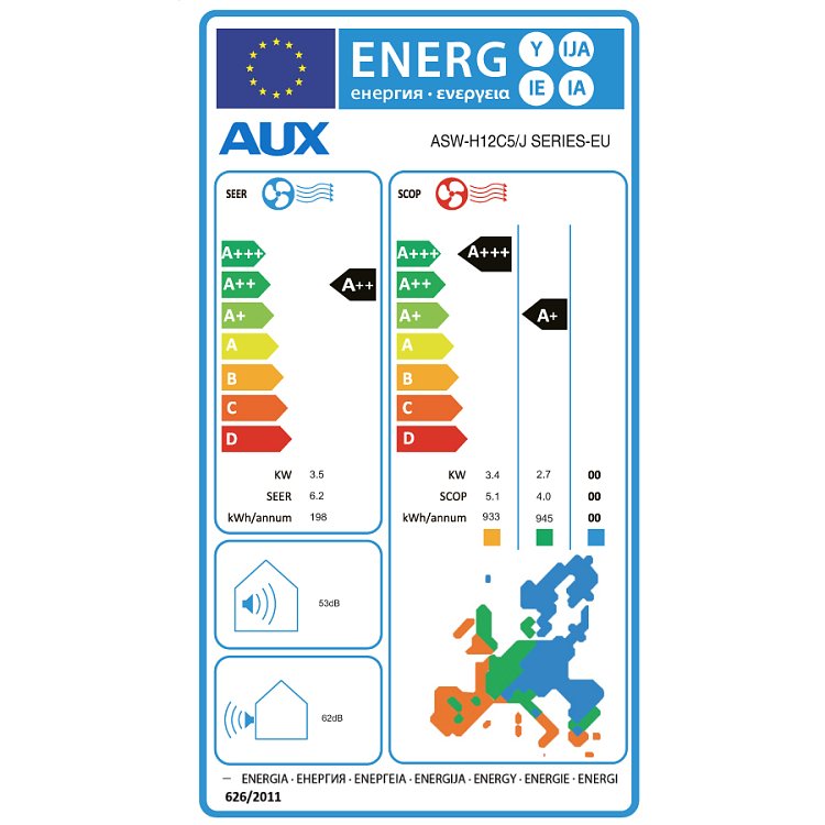 Aux J-SMART ASW-H12C5E4/JAR3DI Κλιματιστικό Inverter 12000 BTU