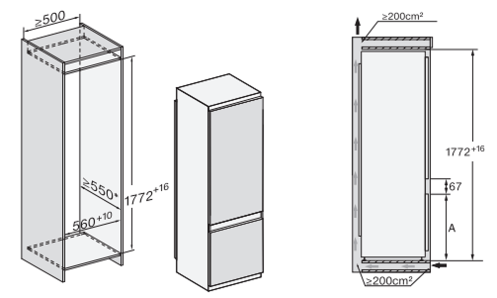 MIELE KFN 7733 E Εντοιχιζόμενος Ψυγειοκαταψύκτης 177x54.1x54.5