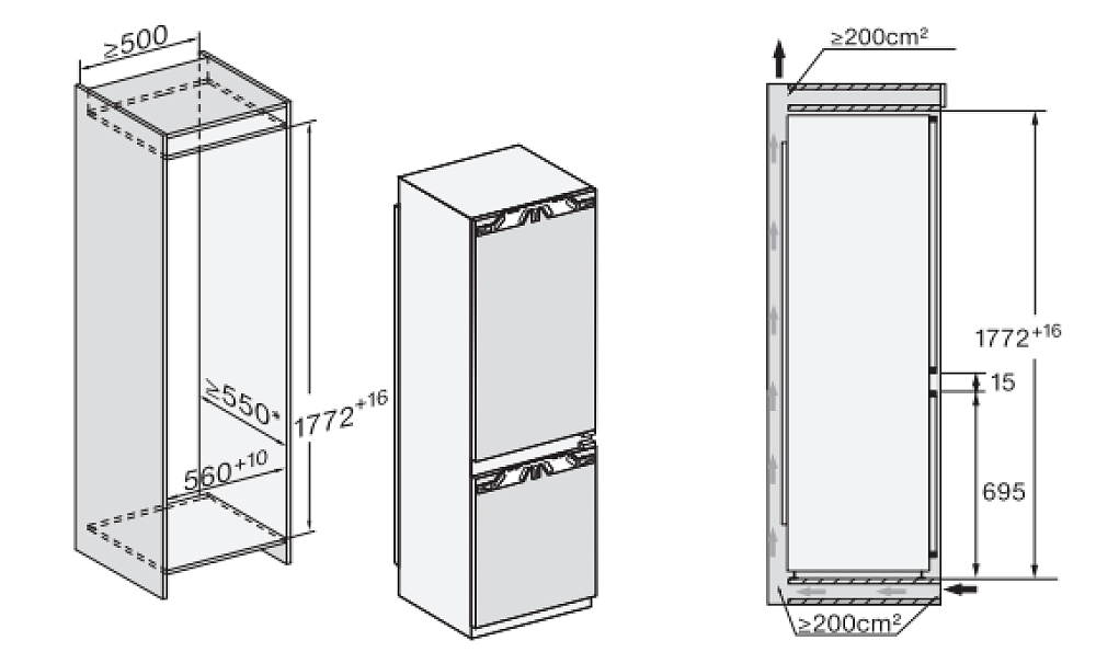 MIELE KFN 7744 C Εντοιχιζόμενος Ψυγειοκαταψύκτης 177x55.9x54.6