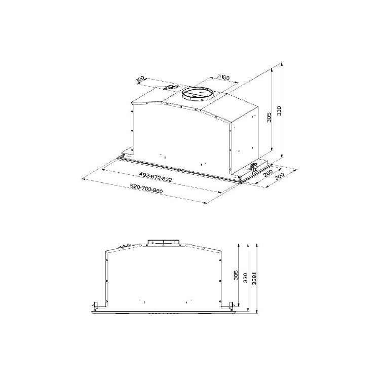 BERTAZZONI KIN52MOD1XC Απορροφητήρας Μηχανισμός Απορρόφησης 52cm Inox
