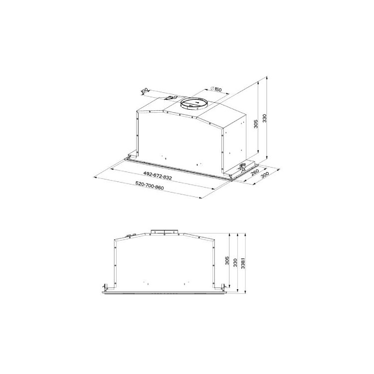 BERTAZZONI KIN70MOD1XB Απορροφητήρας Μηχανισμός Απορρόφησης 70cm Inox