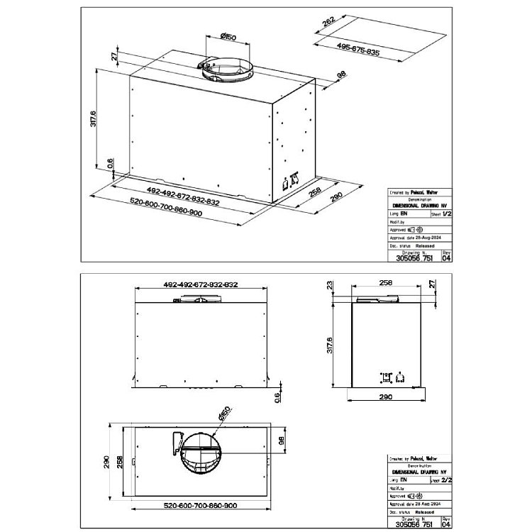 BERTAZZONI KIN86MOD1XB/2 Μηχανισμός Απορρόφησης 90cm Inox
