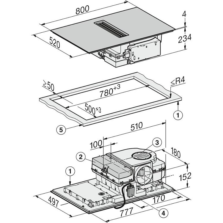 MIELE KMDA 7676 FL-A Εστία Επαγωγική με Απορροφητήρα Μαύρη
