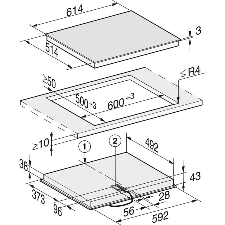 MIELE KM 6521 FR Εστία Κεραμική 60cm Μαύρη