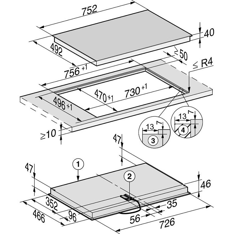 MIELE KM 6523 FL Εστία Κεραμική 75cm Μαύρη