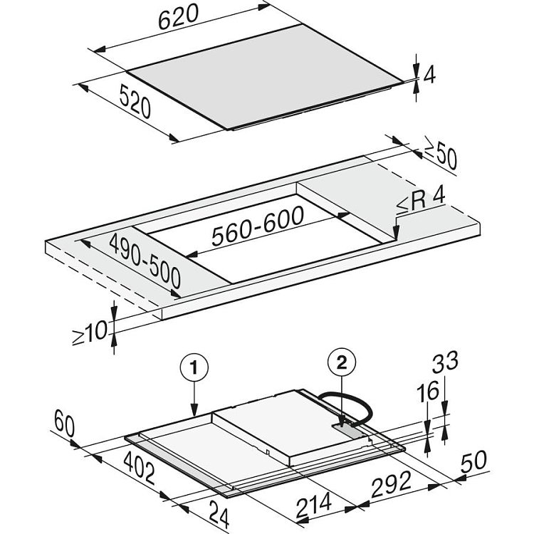MIELE KM 7361 FL Εστία Επαγωγική 62cm Μαύρη