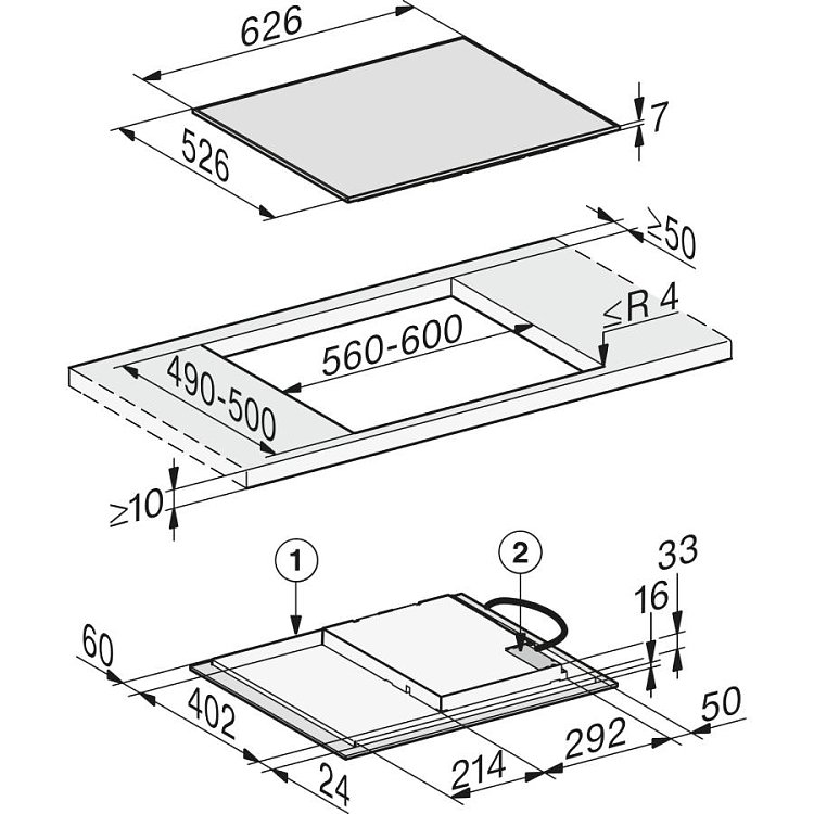 MIELE KM 7361 FR Εστία Επαγωγική 62cm Μαύρη