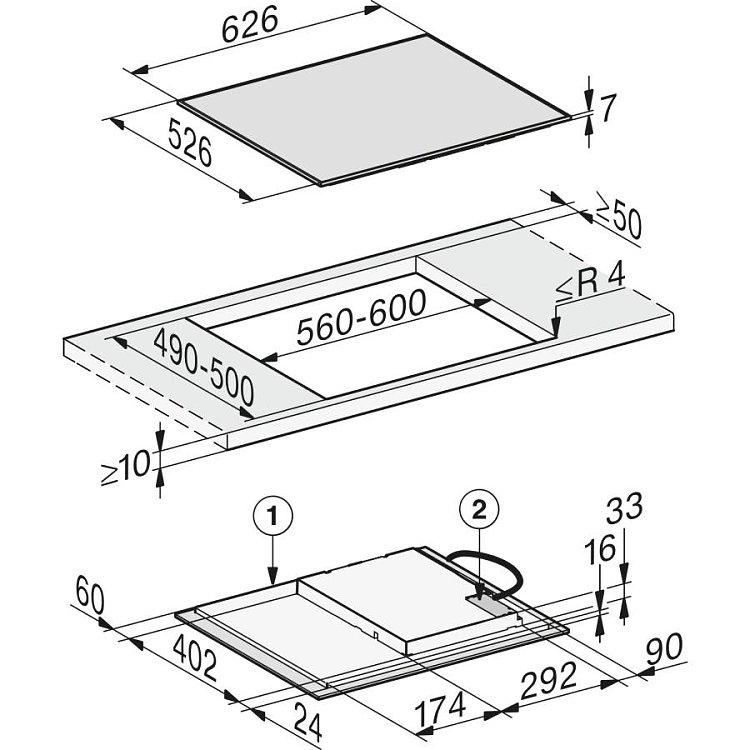 MIELE KM 7363 FR Εστία Επαγωγική 62cm Μαύρη