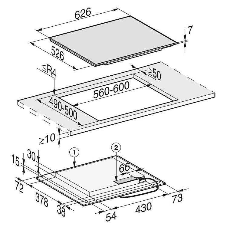 MIELE KM 7464 FR Εστία Επαγωγική 62cm Μαύρη