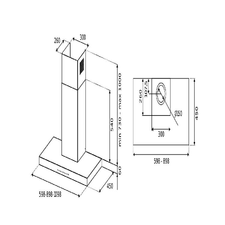 BERTAZZONI KT60 P1 X V Απορροφητήρας Νησίδα 60cm Inox