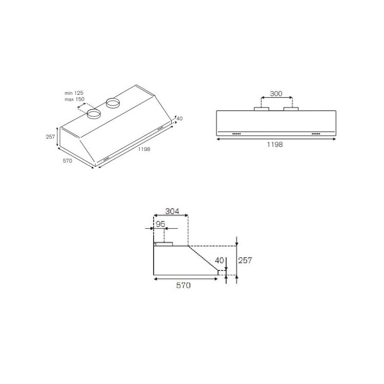 BERTAZZONI KU120 PRO 2 X A Απορροφητήρας Ελεύθερος-Επιτοίχιος 120cm Inox