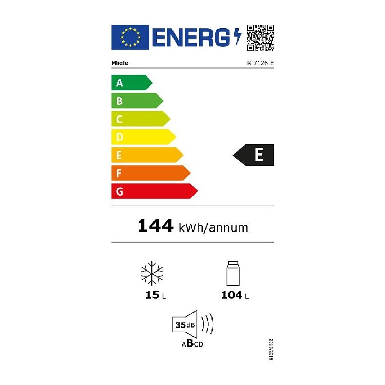 MIELE K 7126 E Εντοιχιζόμενο Ψυγείο Μονόπορτο 87.4x54.1x54.8